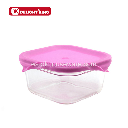 Envase de comida de vidrio personalizado con tapa de silicona
